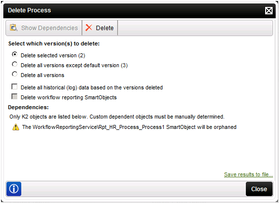 Delete the Selected Version